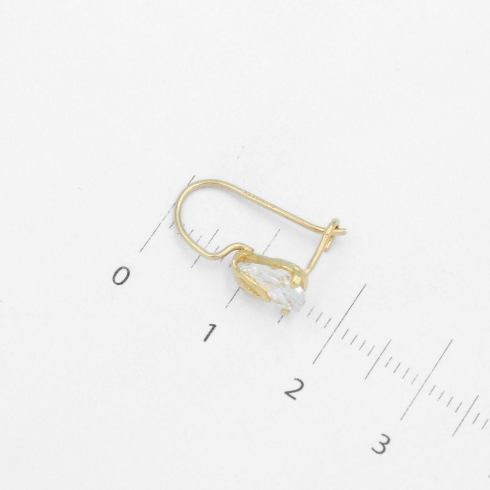 Arete con Broche Arillo de Oro 14k Gota de Zirconia Brillante mod. 9766