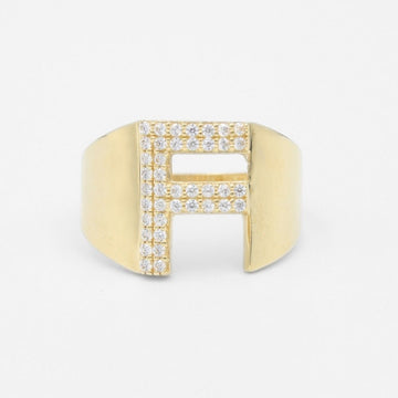 Anillo de Oro 14k con Letra F Incrustada con Zirconias mod. 8362