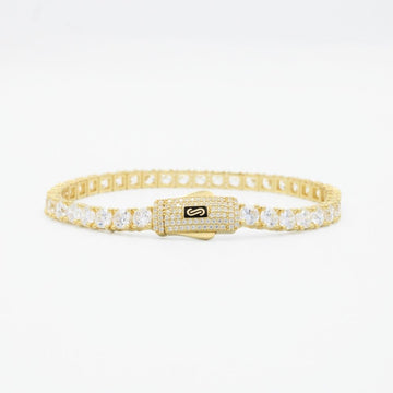 Pulsera Mónaco Chain 14k Modelo Tenis Hueco con Broche Pavé mod. 8891