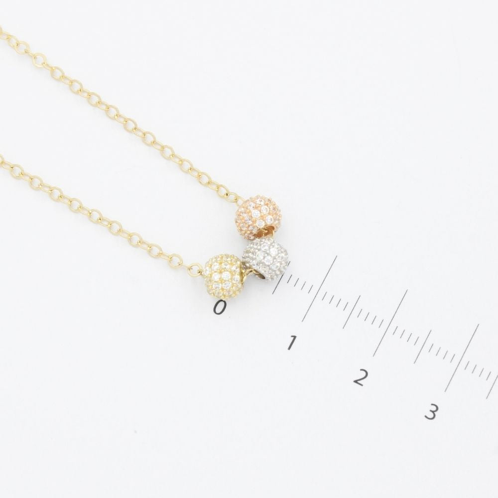 Gargantilla de Oro 14k con Esferas de la Suerte Florentinas e Incrustadas con Zirconias mod. 9636