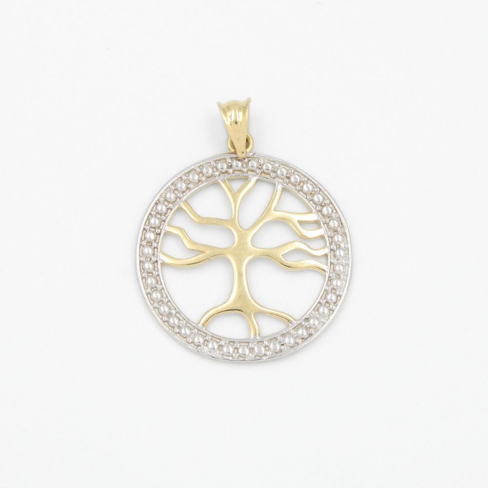 Dije de Oro 14k Árbol de la Vida en Forma Circular con Diamantado mod. 9244