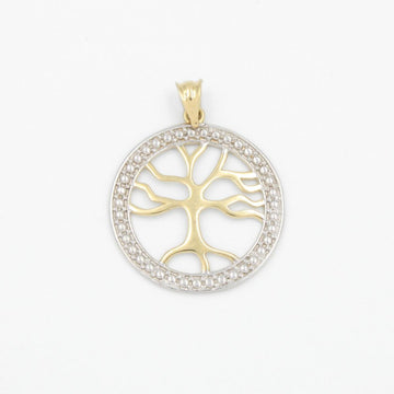 Dije de Oro 14k Árbol de la Vida en Forma Circular con Diamantado mod. 9244