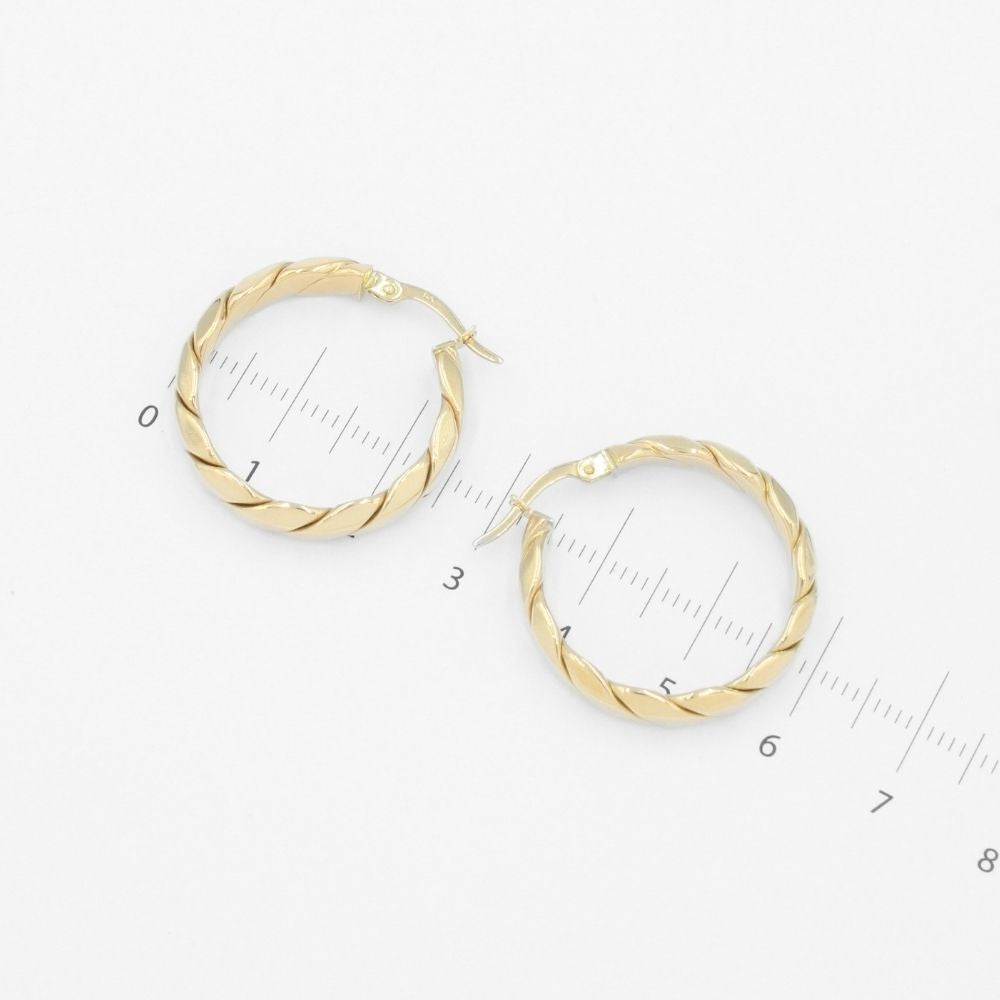 Arracada de Oro 14k Hueco con Diseño Torzal de Estilo Liso Inflado mod. 9621