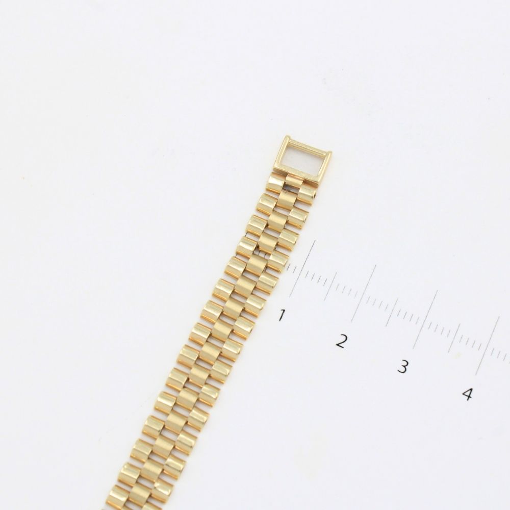 Pulsera de Oro 14k Tejido Ensamblado Estrecho de Diseño Hueco Detallado con Corona mod. 9807