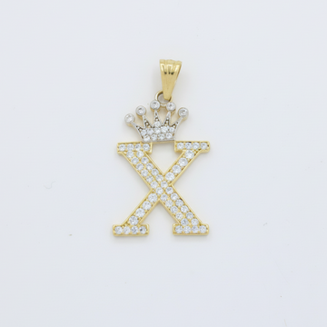 Dije de Oro 14k con Diseño de Inicial X Incrustada con Zirconias mod. 10095