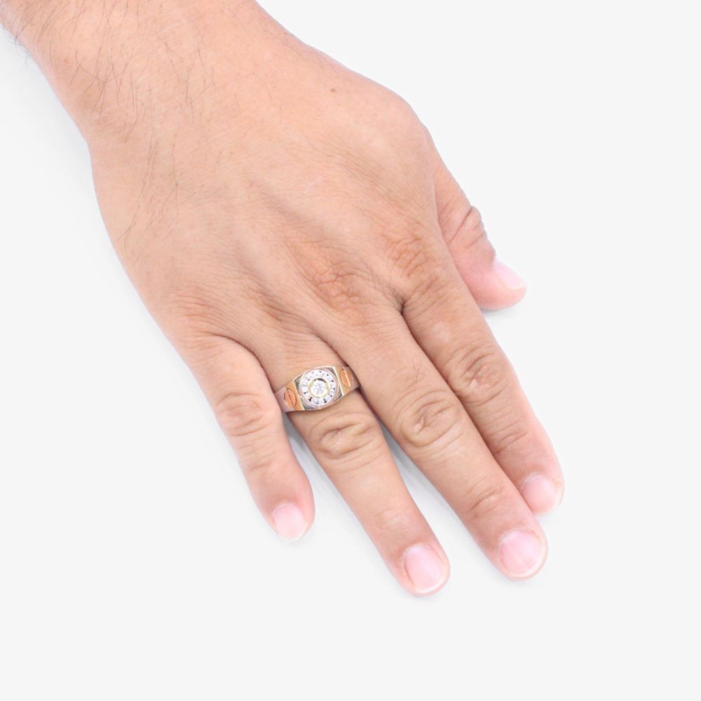 Anillo de Oro 14k Cinturón con Incrustaciones de Zirconias mod. 0041