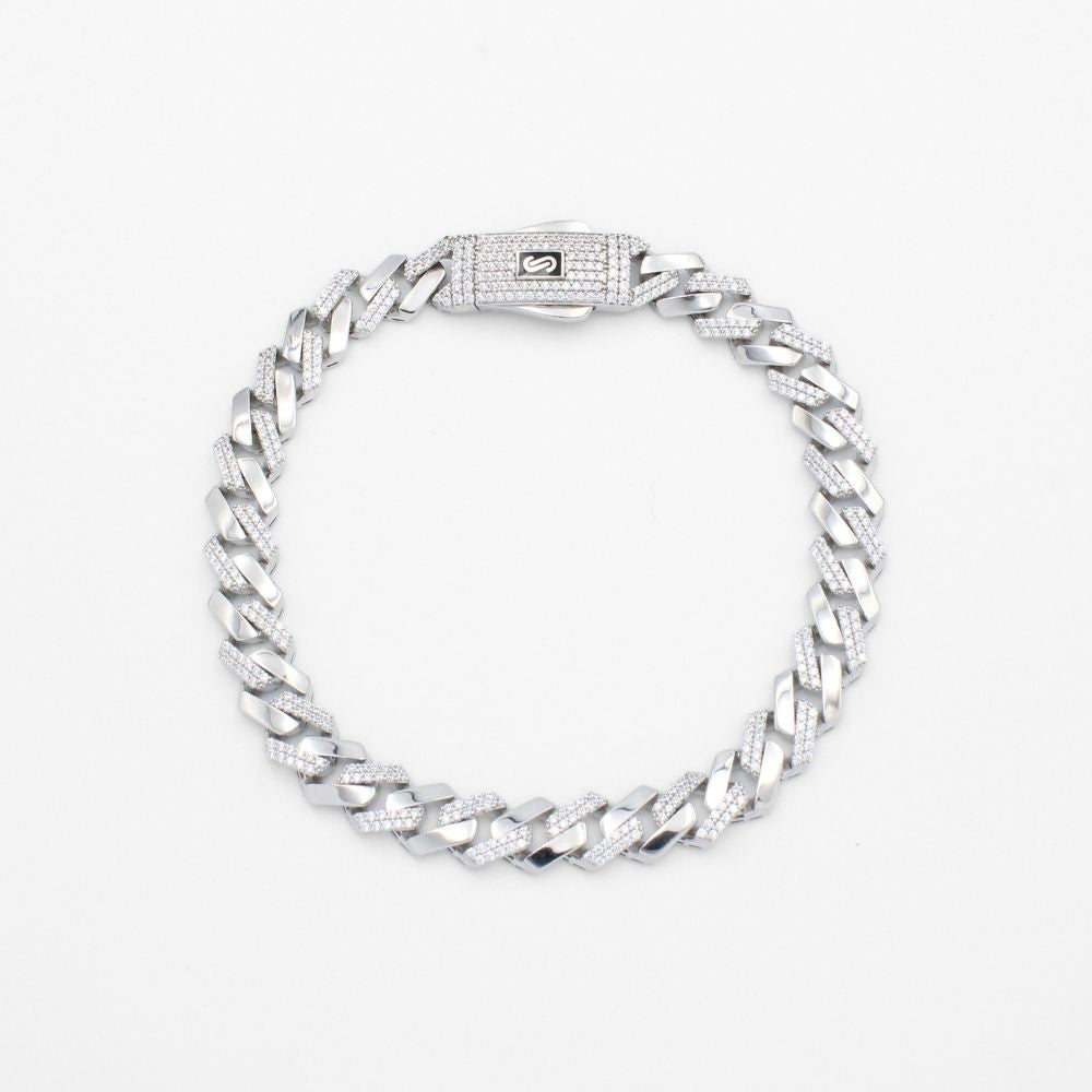Pulsera Mónaco Chain 14k Modelo Edge de Broche Pavé con Incrustación Alt. de Swarovski mod. 9652
