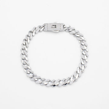 Pulsera Mónaco Chain 14k Modelo Edge de Broche Pavé con Incrustación Alt. de Swarovski mod. 9652