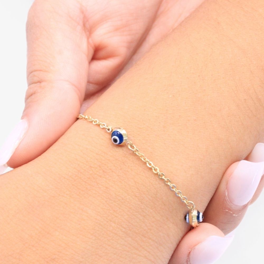 Pulsera de Oro 14k Ojos Turcos mod. 9014