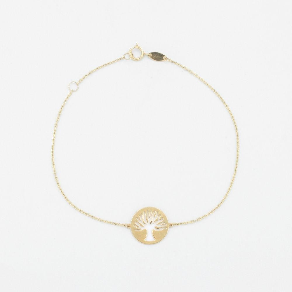 Pulsera de Oro 14k de Tejido Fino y Delgado con Árbol de la Vida mod. 8870
