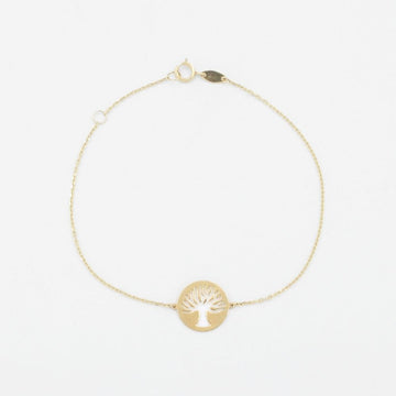 Pulsera de Oro 14k de Tejido Fino y Delgado con Árbol de la Vida mod. 8870