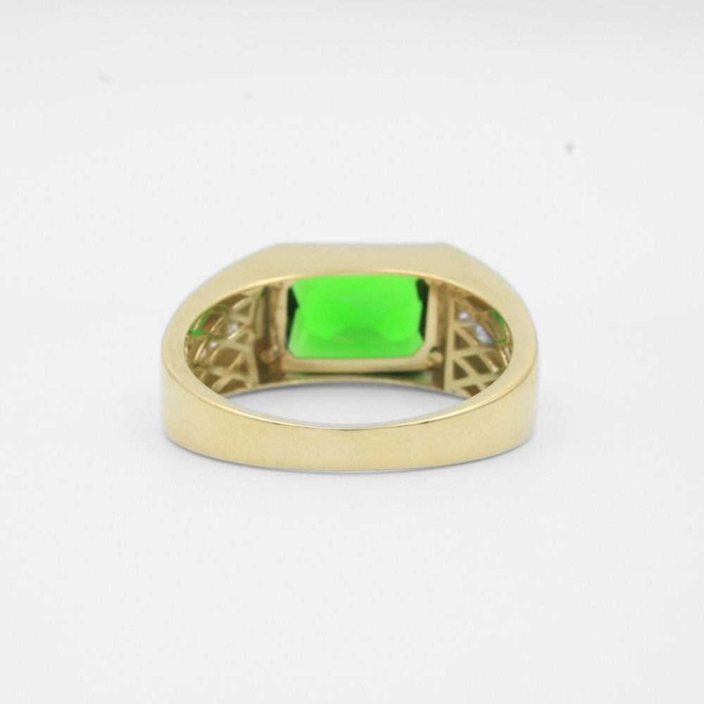 Anillo de Oro 14k Incrustado con Zirconia Color Verde Esmeralda en Diseño Confort mod. 7932