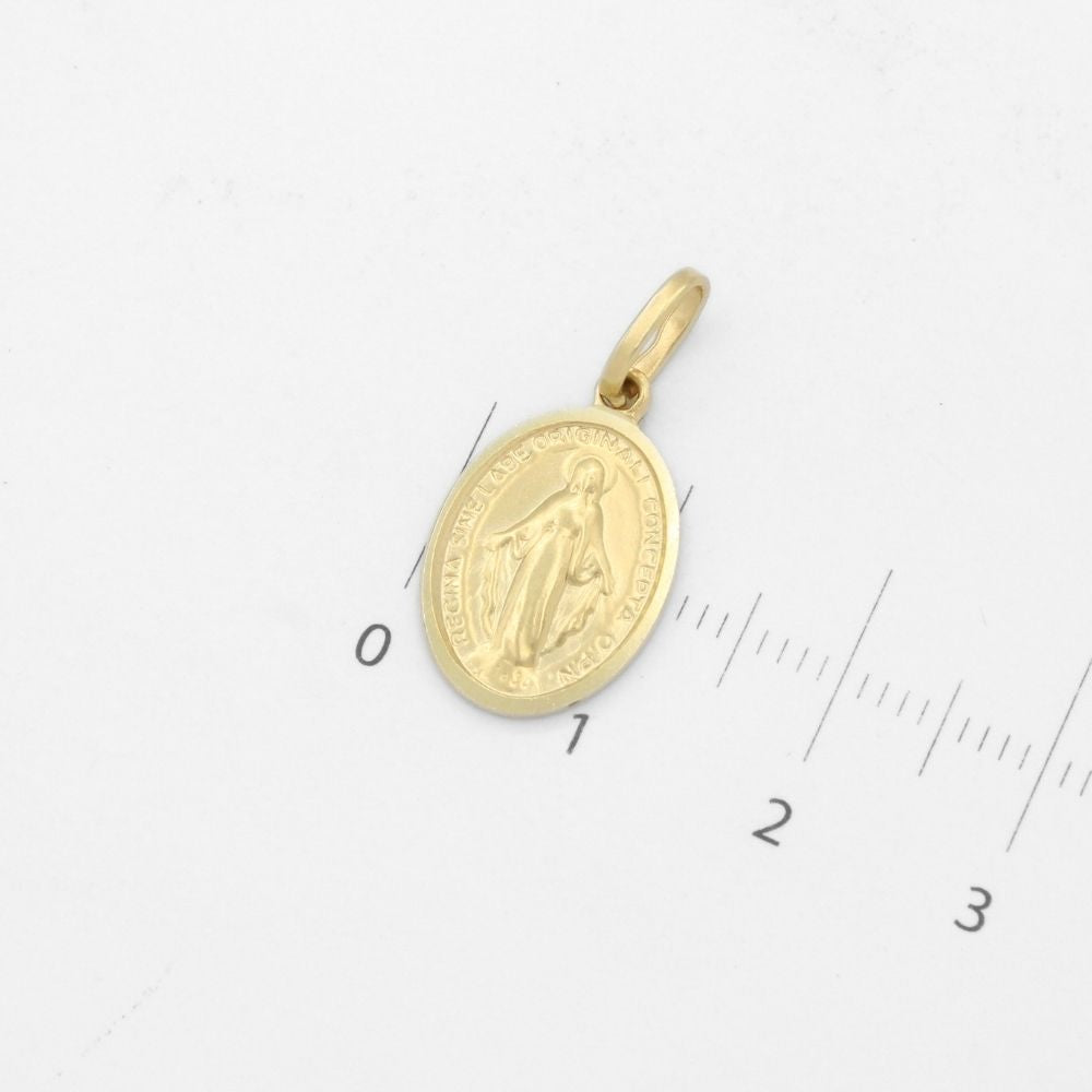 Medalla de Oro 14k con Forma Oval y Diseño Brillante de la Virgen Milagrosa mod. 9851