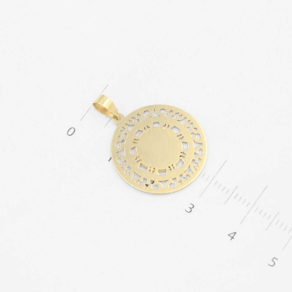 Medalla de Oro 14k Diseño Especial con Calado Fino e Imagen de Bautizo mod. 9523
