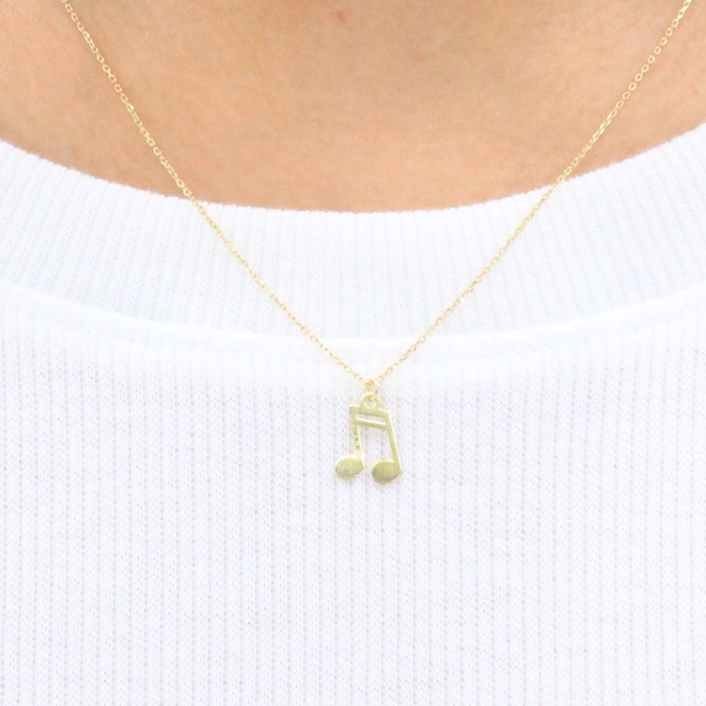 Gargantilla de Oro 14k Nota Musical Semicorchea Brillante mod. 9175