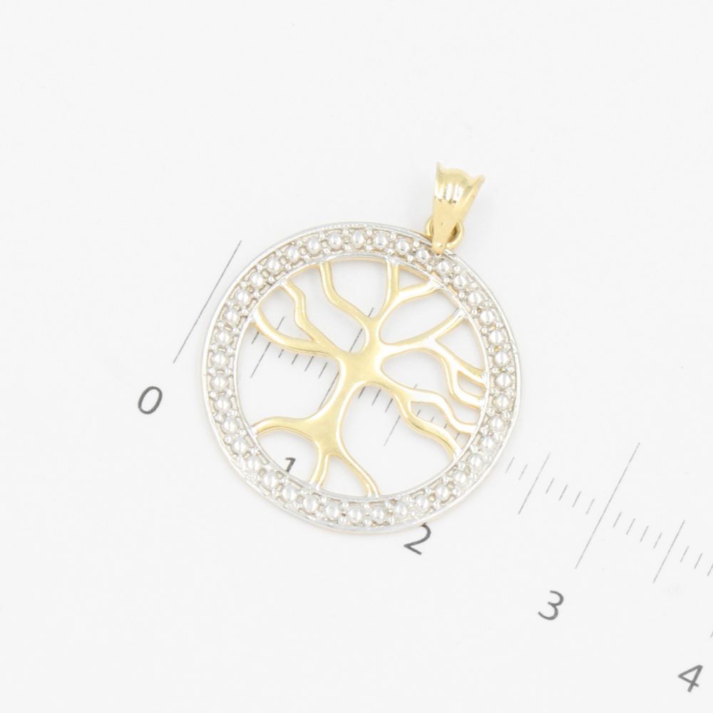 Dije de Oro 14k Árbol de la Vida en Forma Circular con Diamantado mod. 9244