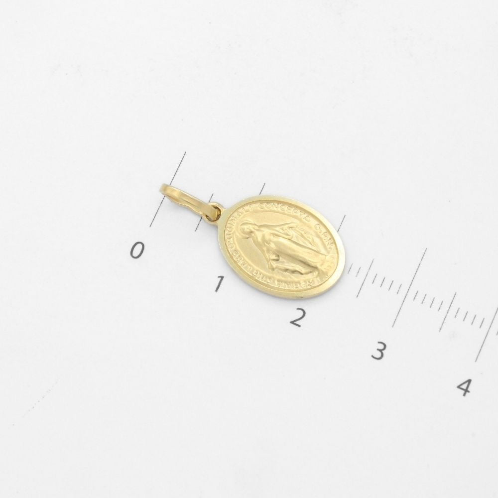 Medalla de Oro 14k con Forma Oval y Diseño Brillante de la Virgen Milagrosa mod. 9851
