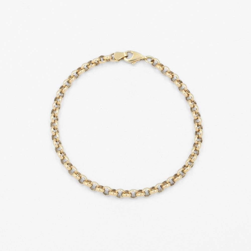 Pulsera de Eslabón de Oro 14k Tejido Hueco Estilo Belcher mod. 8701