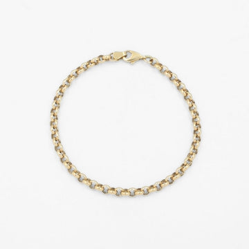 Pulsera de Eslabón de Oro 14k Tejido Hueco Estilo Belcher mod. 8701