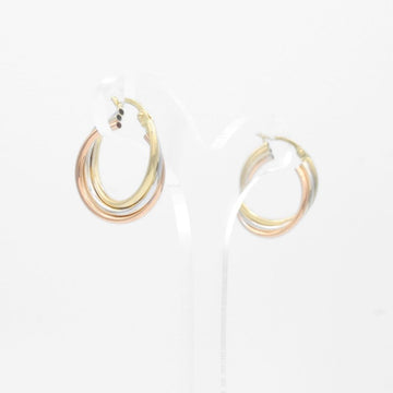 Arracada de Oro 14k de Diseño Hueco Tubular de Tres Tubos Florentinos mod. 9622