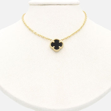 Gargantilla de Oro 14k Trébol Incrustado con Ónix mod. 9569