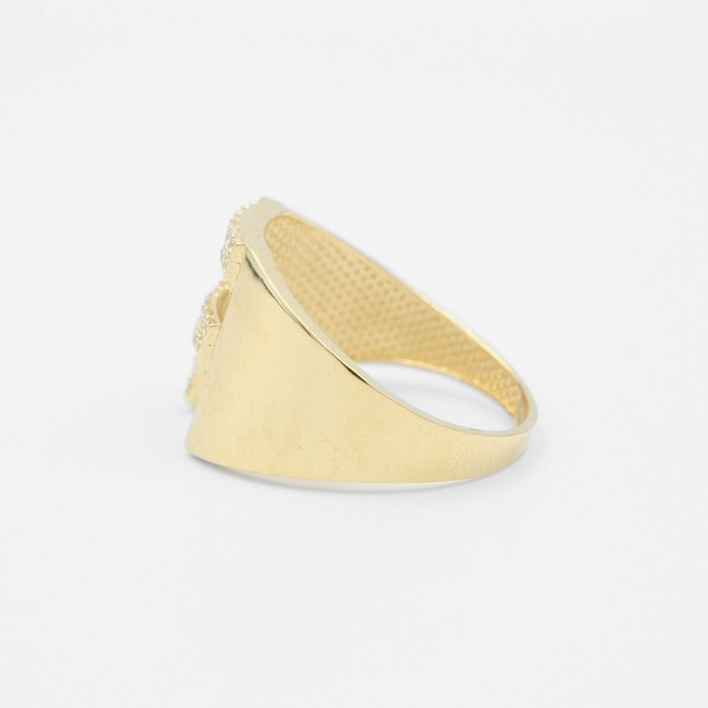 Anillo de Oro 14k con Letra F Incrustada con Zirconias mod. 8362