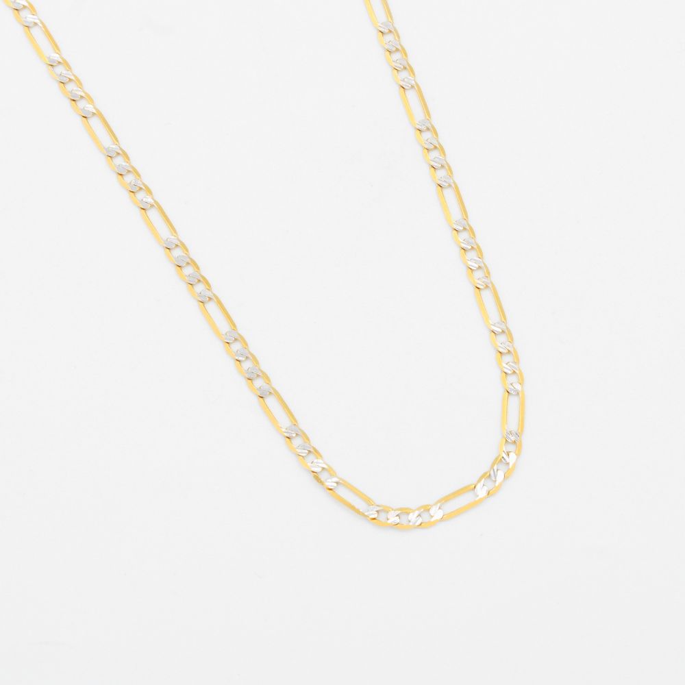 Cadena de Oro 14k Tejido 3x1 Sólido con Diamantado Blanco mod. 8935
