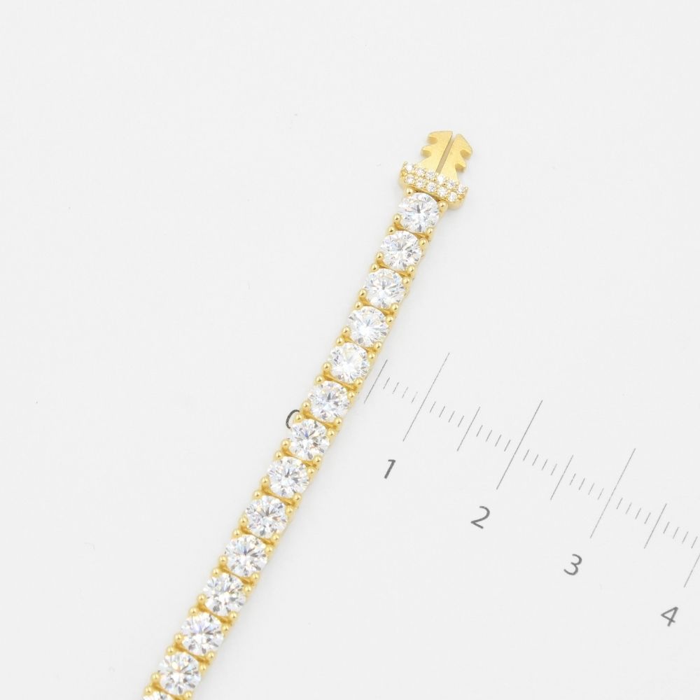Pulsera Mónaco Chain 14k Modelo Tenis Hueco con Broche Pavé mod. 8891