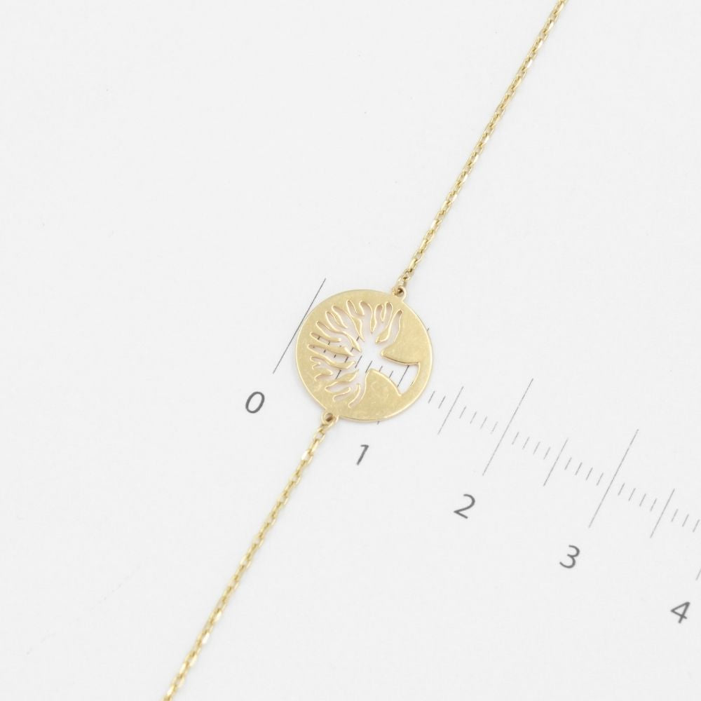 Pulsera de Oro 14k de Tejido Fino y Delgado con Árbol de la Vida mod. 8870