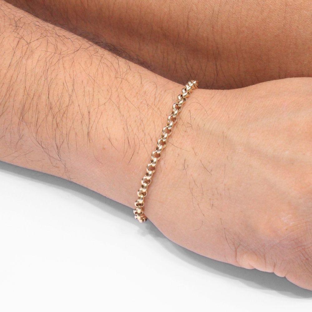 Pulsera de Eslabón de Oro 14k Tejido Hueco Estilo Belcher mod. 8701