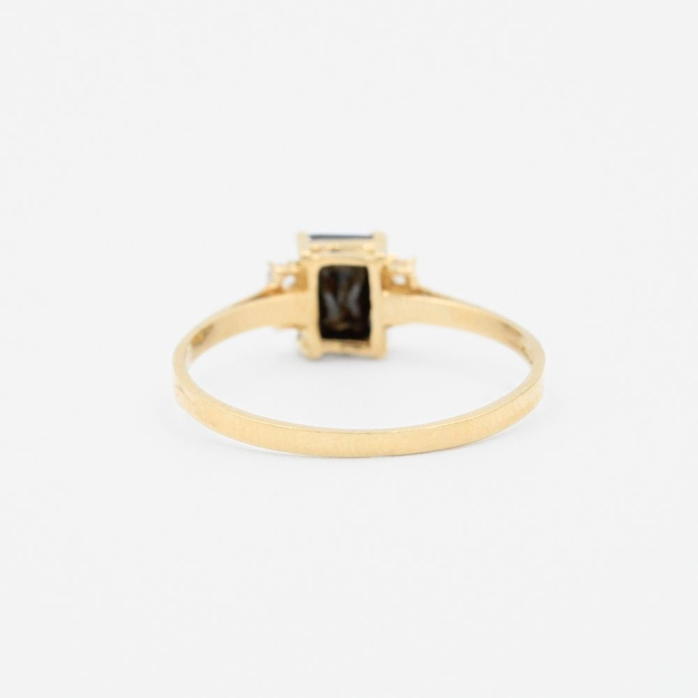Anillo de Oro 14k con Zirconia Cuadrada de Color Negro mod. 9200