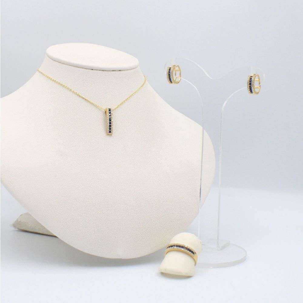 Coordinado de Oro 14k Diseño Churumbela con Incrustación de Zirconias mod. 8980