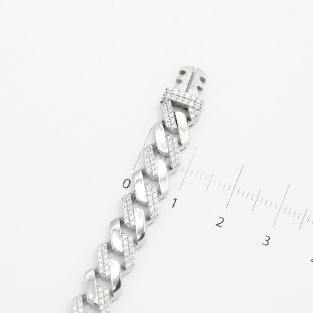 Pulsera Mónaco Chain 14k Modelo Edge de Broche Pavé con Incrustación Alt. de Swarovski mod. 9652