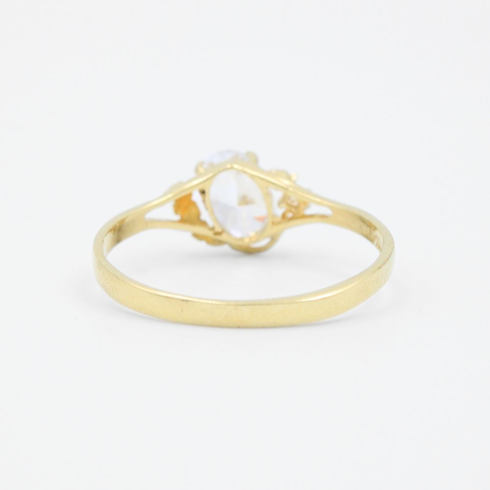Anillo de Oro 14k de Zirconia Brillante Detallado con Ramillete Fino mod. 9190