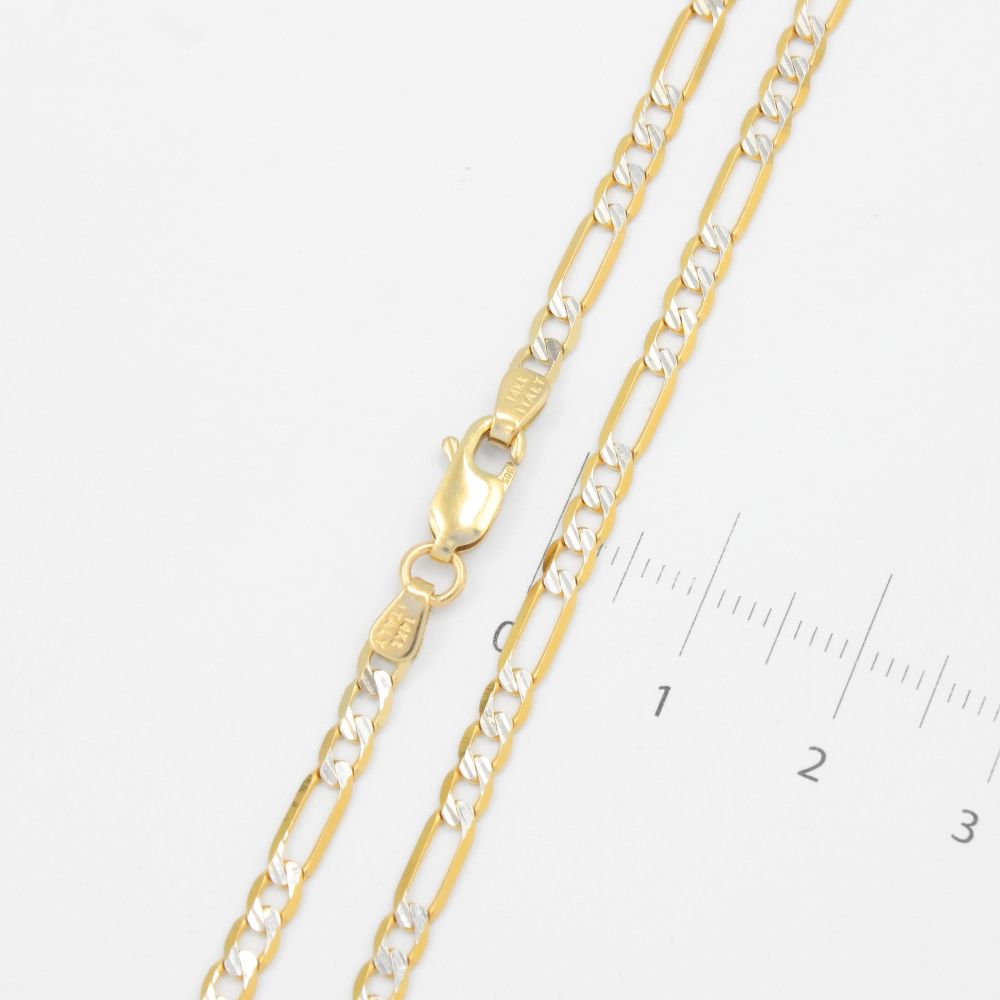 Cadena de Oro 14k Tejido 3x1 Sólido con Diamantado Blanco mod. 8935