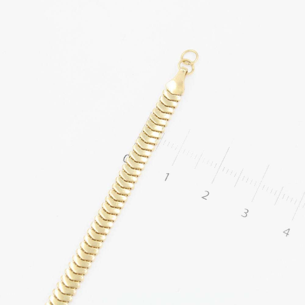 Pulsera de Oro 14k Diseño de Serpiente Flexible con Infinito Incrustado de Zirconia mod. 9259