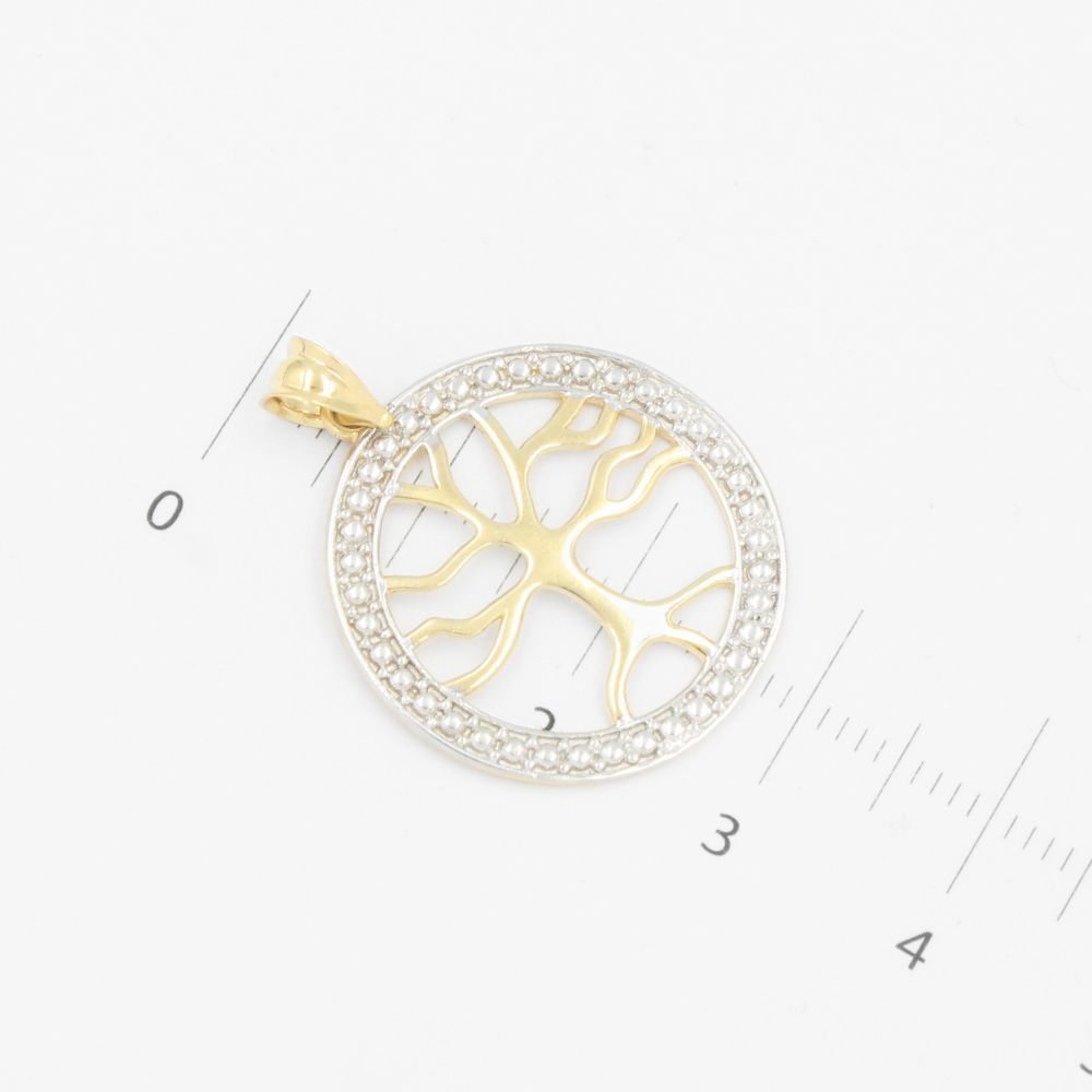 Dije de Oro 14k Árbol de la Vida en Forma Circular con Diamantado mod. 9244