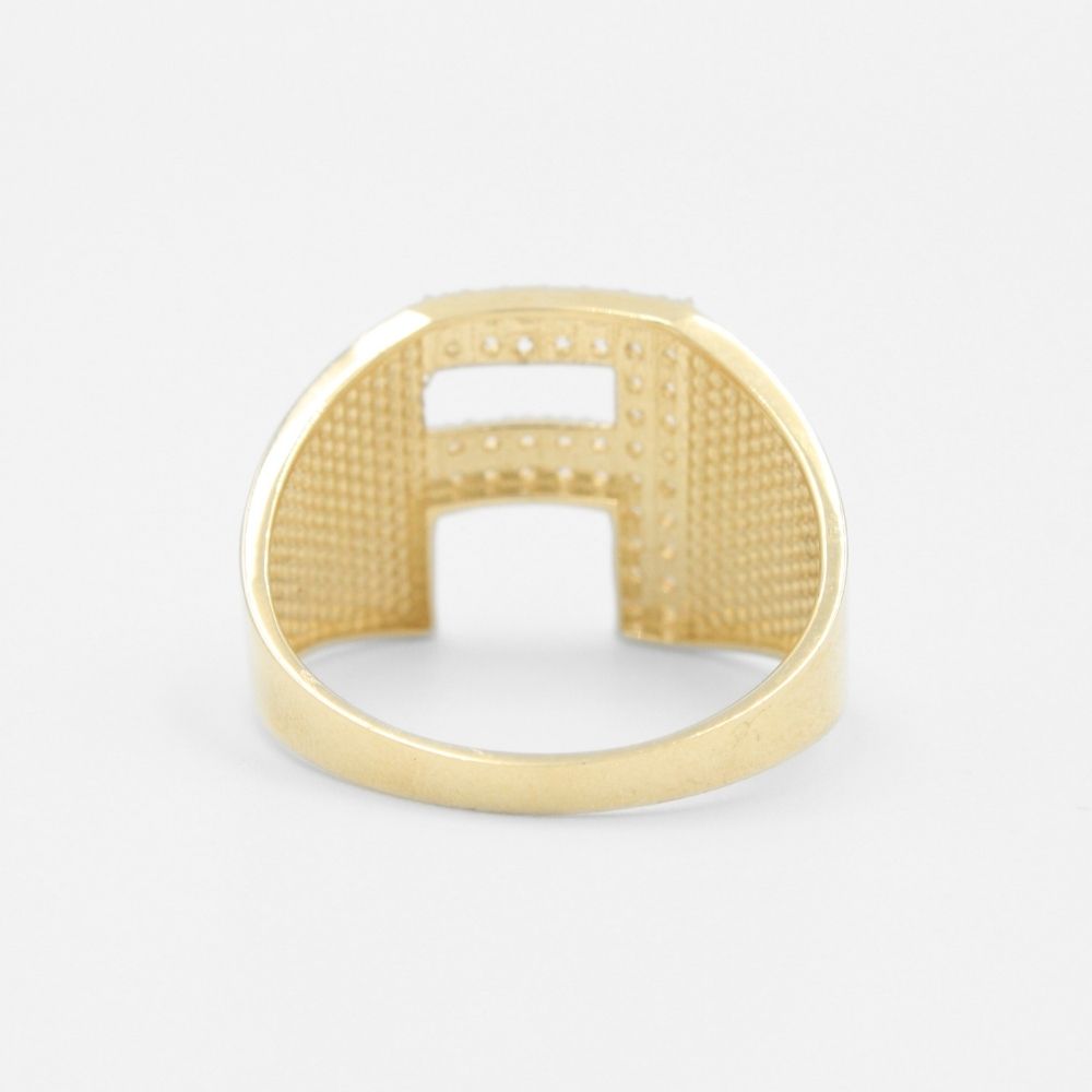 Anillo de Oro 14k con Letra F Incrustada con Zirconias mod. 8362