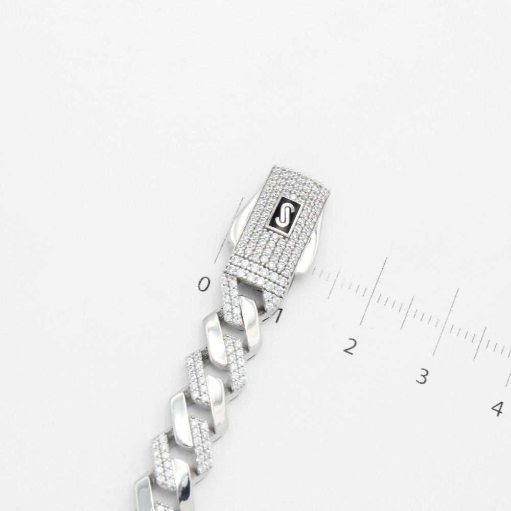 Pulsera Mónaco Chain 14k Modelo Edge de Broche Pavé con Incrustación Alt. de Swarovski mod. 9652