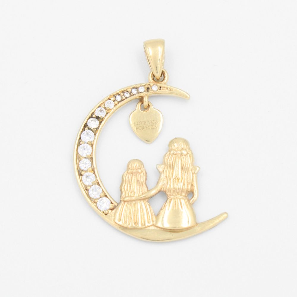 Dije de Oro 14k Madre-Hija Lunar con Zirconias mod. 9239