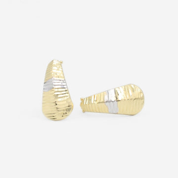 Arete con Broche Patente de Oro 14k Diseño Elegante de Estilo Diamantado mod. 9113