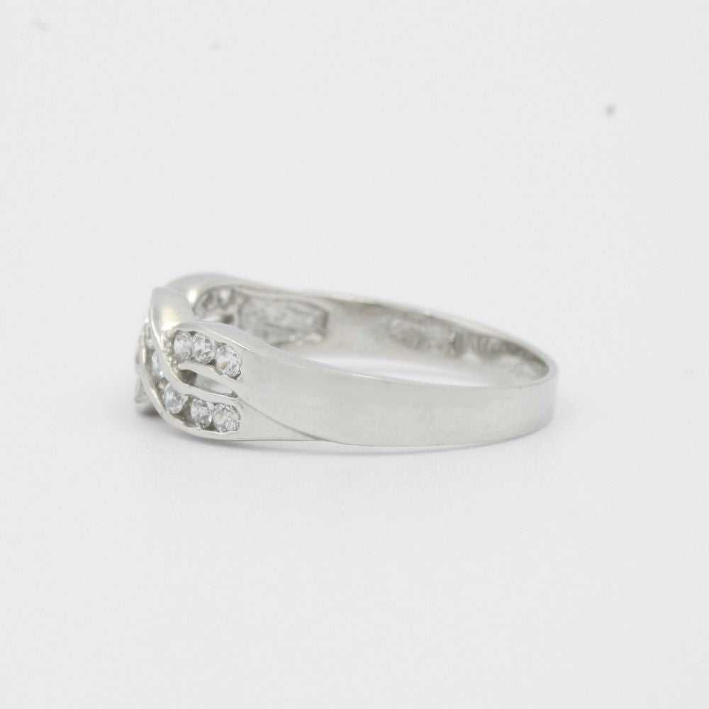 Anillo de Oro 14k de Frente Cruzado con Incrustación de Zirconias mod. 8107