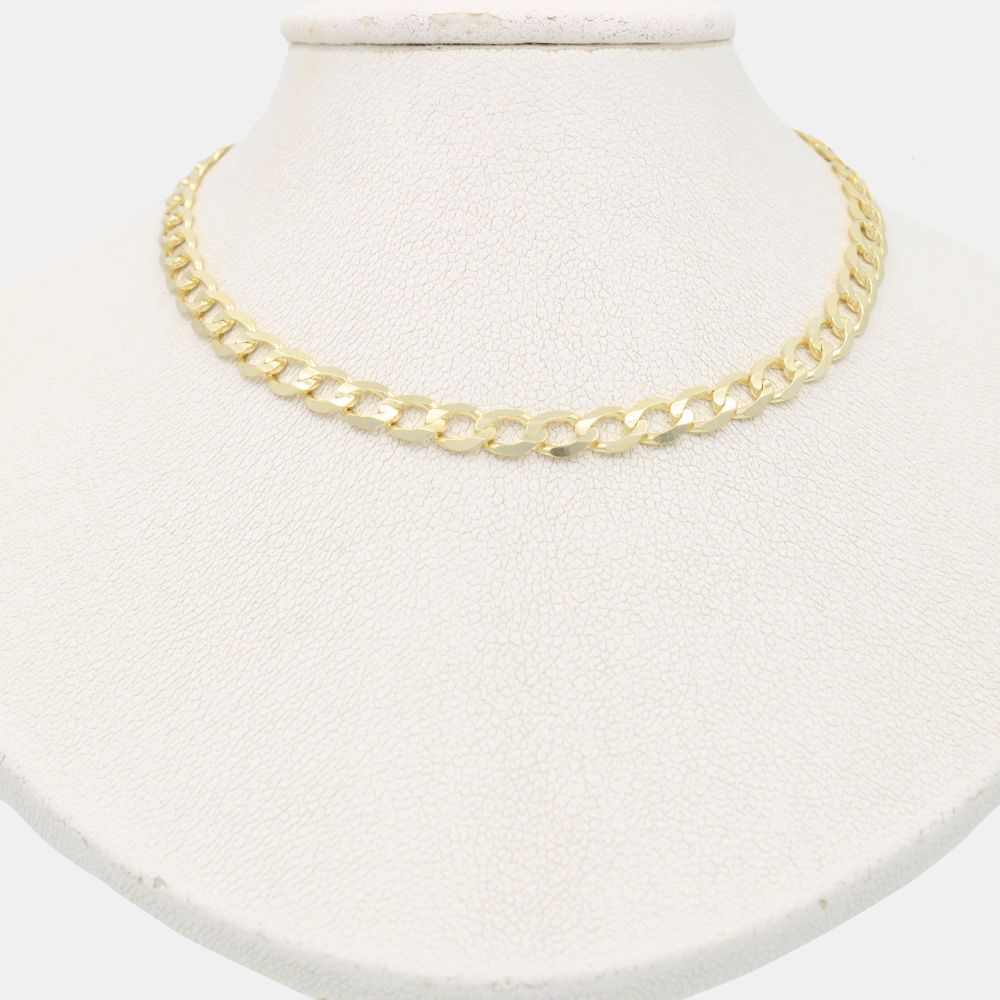 Cadena de Oro 14k Tejido Barbado Sólido de Tono Pálido mod. 8936