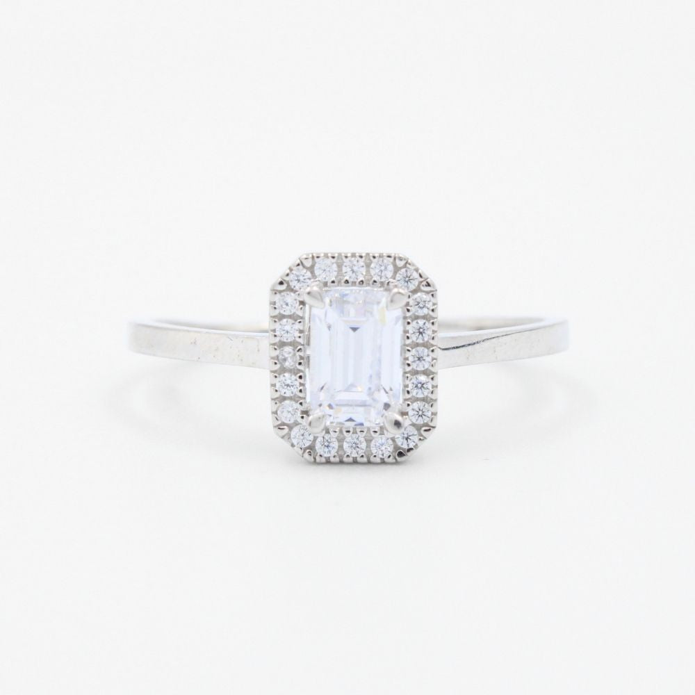 Anillo de Compromiso en Oro 14k Blanco Fino en Diseño Elegante mod. 8960