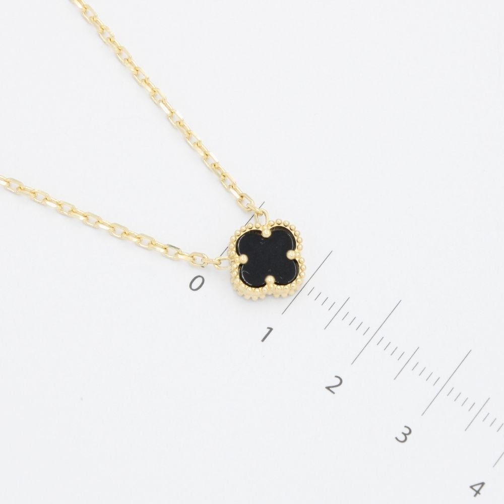 Gargantilla de Oro 14k Trébol Incrustado con Ónix mod. 9569