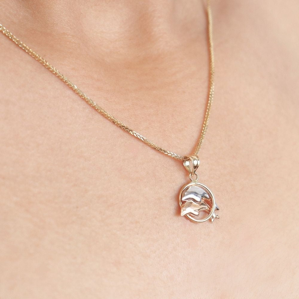 Dije de Oro 14k Delfines Florentinos con Aro mod. 4652