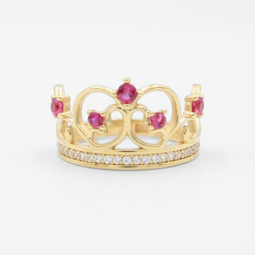 Anillo XV Años de Oro 14k Corona de Zirconia Color Rojo Rubí mod. 8778