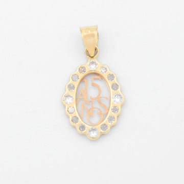 Dije de Oro 14k Diseño Oval con Bordes de Zirconias mod. 9559
