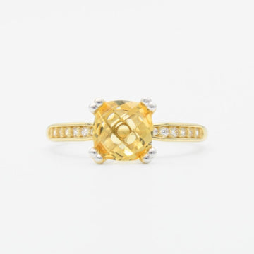 Anillo de Oro 14k de Diseño Cuadrado con Incrustación de Zirconia en los Laterales  mod. 9299