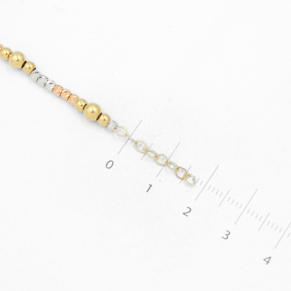 Pulsera de Oro 14k Tejido Elegante de Esferas Huecas Brillantes y Diamantadas mod. 8655